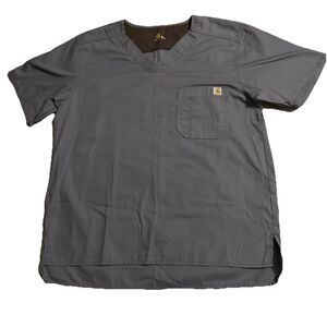 Carhartt Mens Size Medium V Neck Gray Pullover Scrub Top Shirt